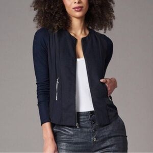 Lola & Sophie Linen Canvas Combo Jacket in Navy NWOT